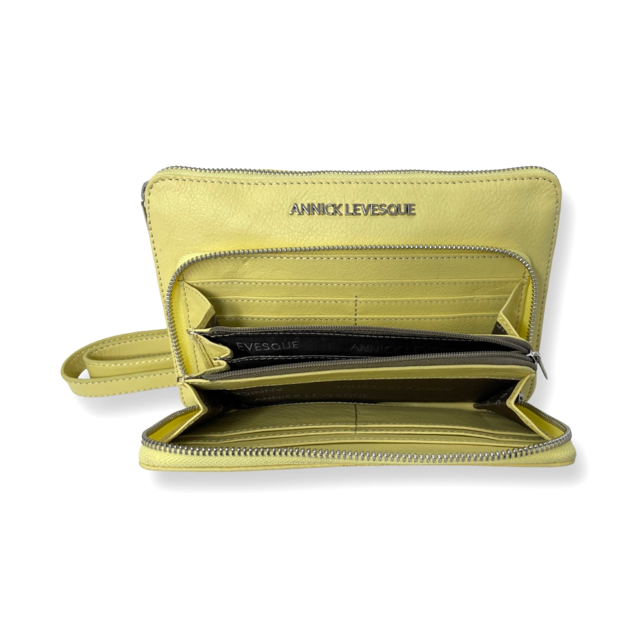 Petit Sac Portefeuille en cuir Véritable Jaune, Carmen