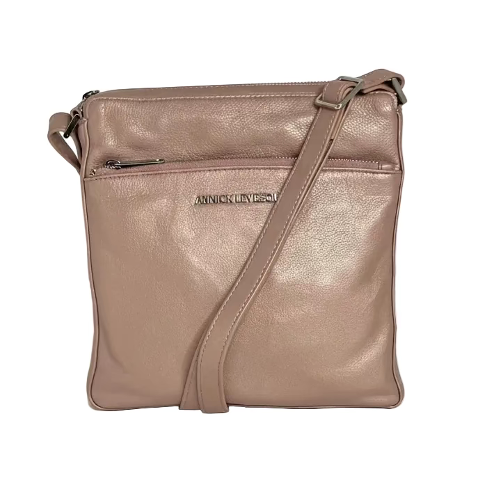 Sac à Bandoulière en cuir Rose Platine | Gisèle