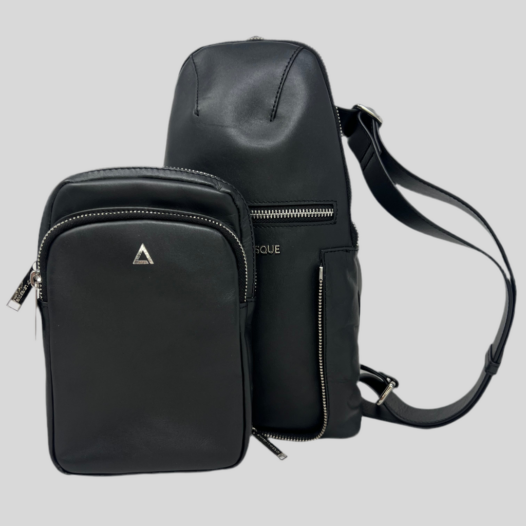 Sac bandoulière 3 en 1 Unisexe avec section pour carte RFID, Noir Gabriel