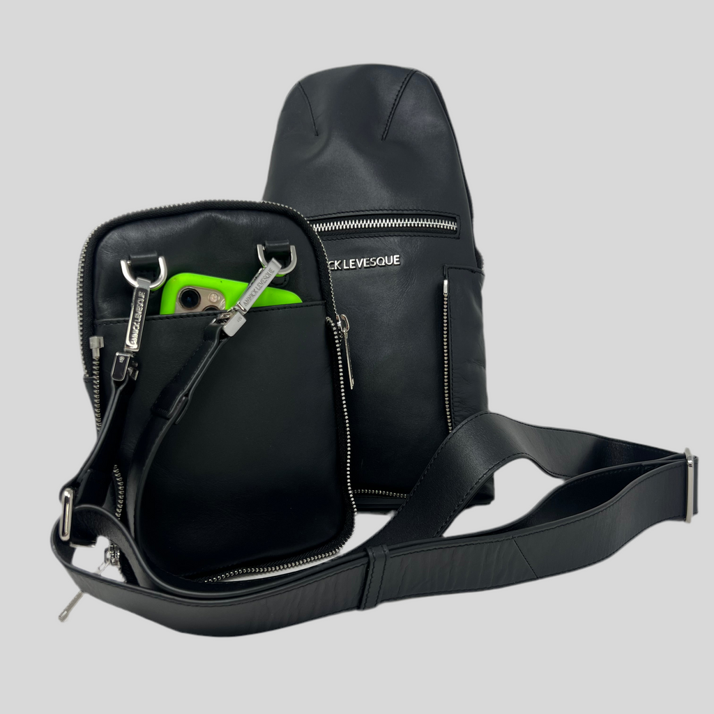 Sac bandoulière 3 en 1 Unisexe avec section pour carte RFID, Noir Gabriel