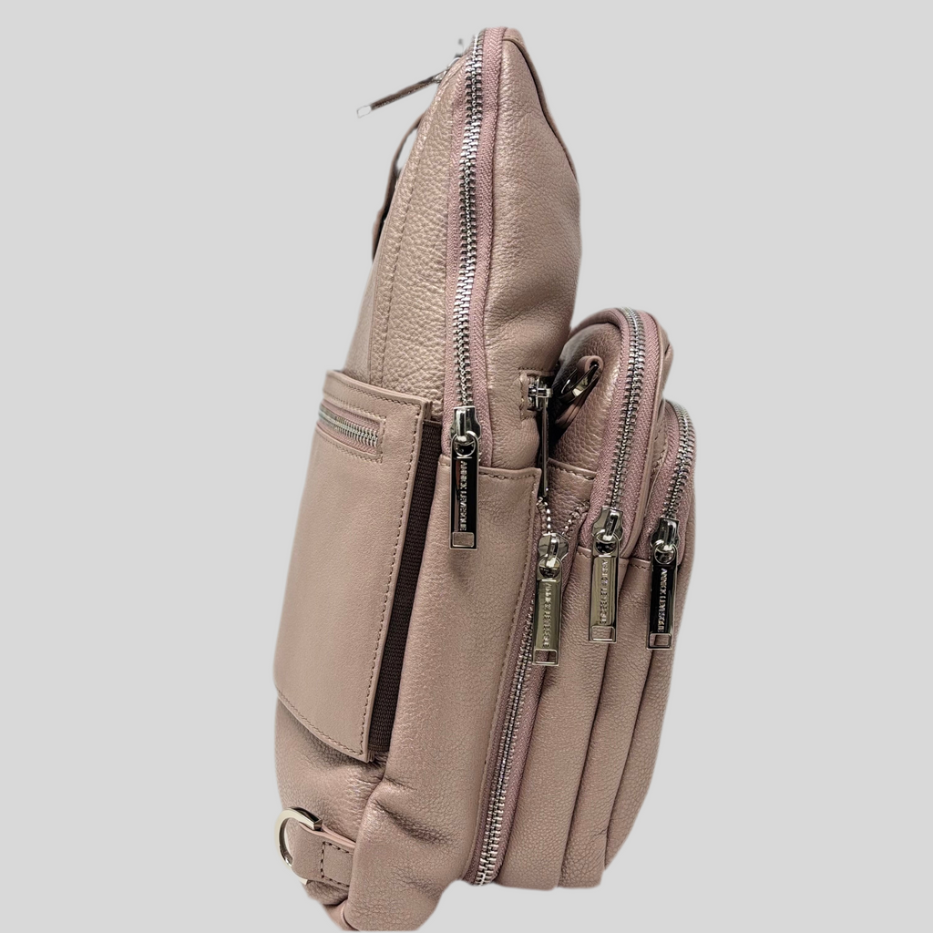 Sac bandoulière 3 en 1 Unisexe avec section pour carte RFID, Rose Platine Gabriel
