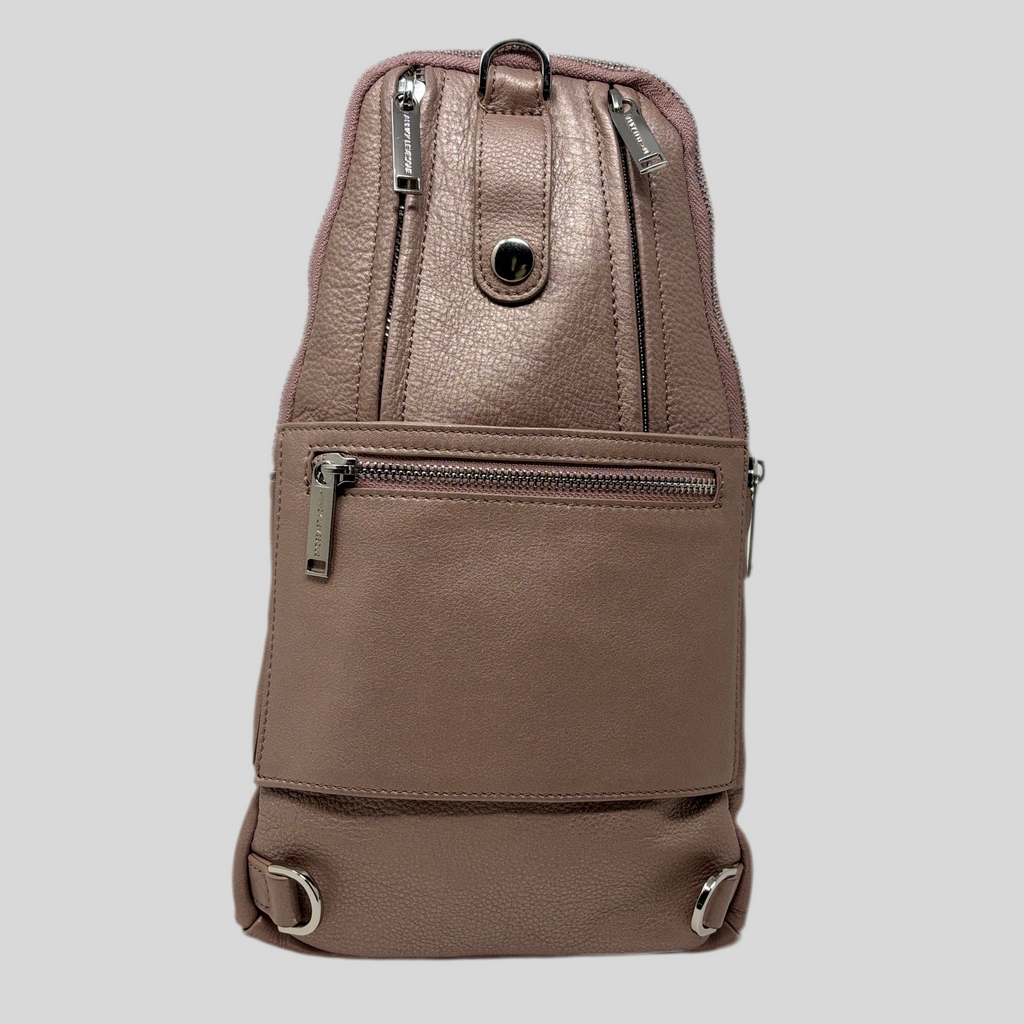 Sac bandoulière 3 en 1 Unisexe avec section pour carte RFID, Rose Platine Gabriel