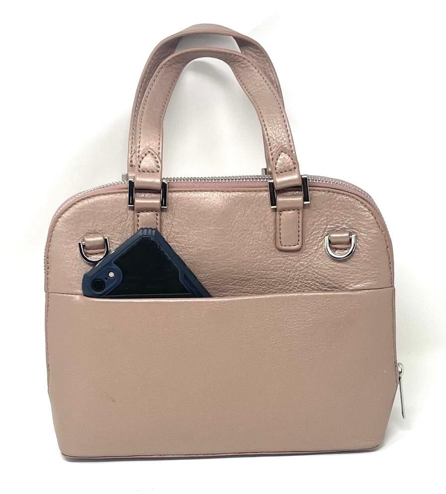 Sac à main en Cuir Rose Platine  | Justine