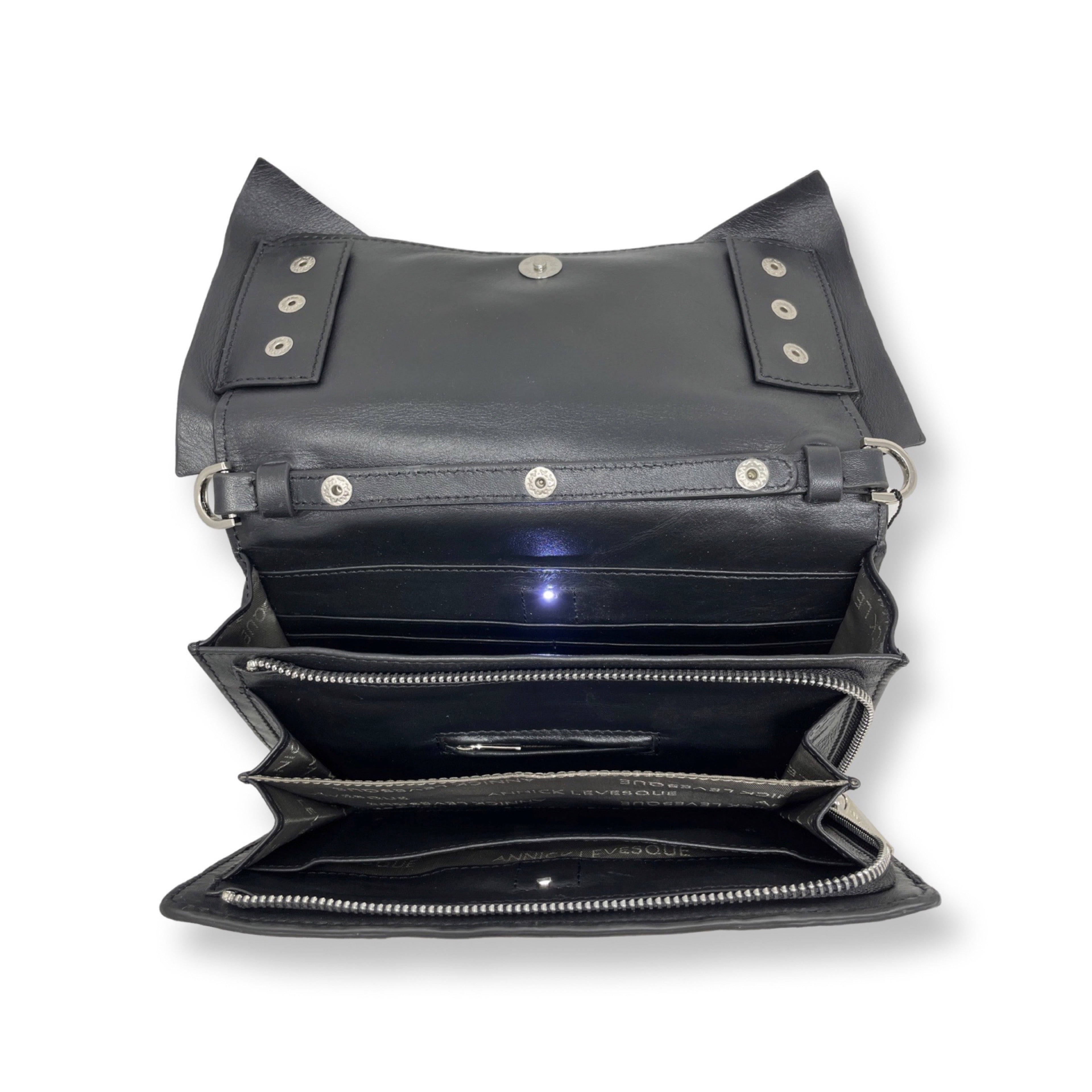 Sac à main en cuir véritable noir avec noeud papillon | Scarlett - PRÉCOMMANDE
