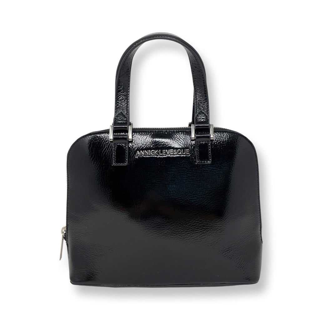 Sac à Main en Cuir Vernis Noir | Justine