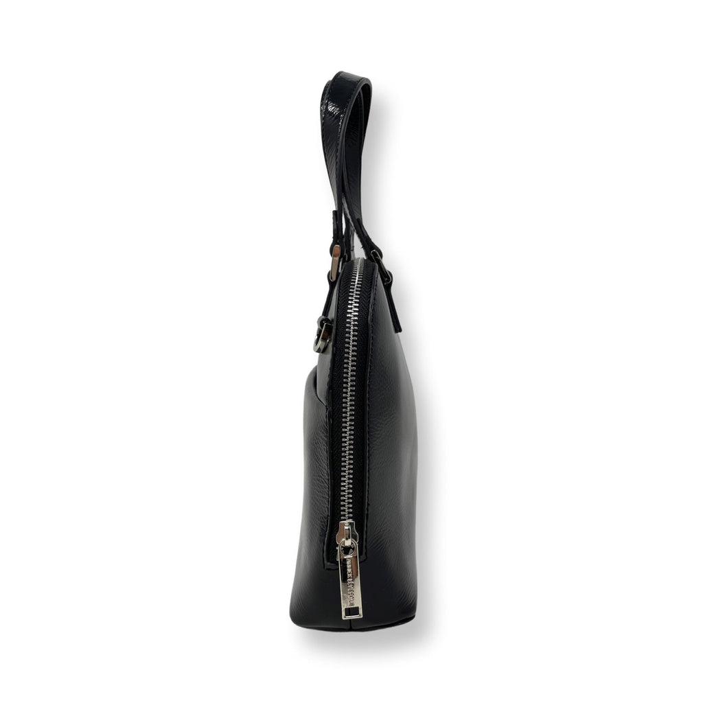 Sac à Main en Cuir Vernis Noir | Justine