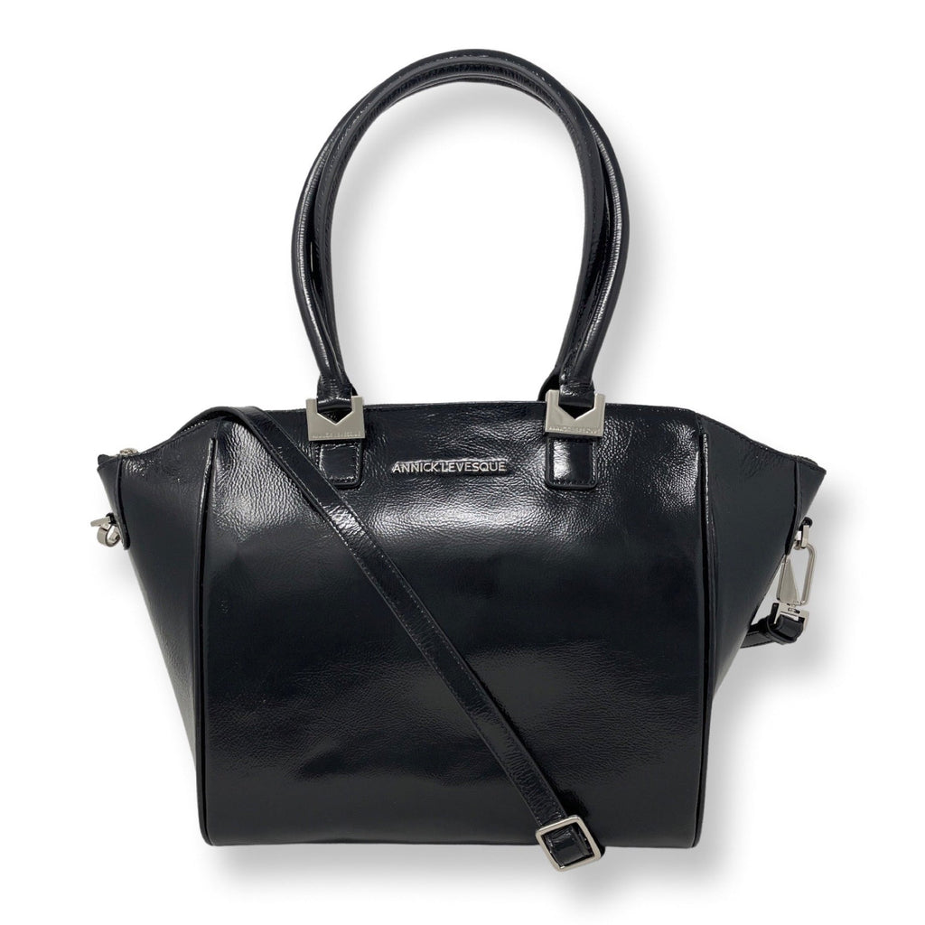 Sac à Main en Cuir Verni Noir Souple | Mona Moyen