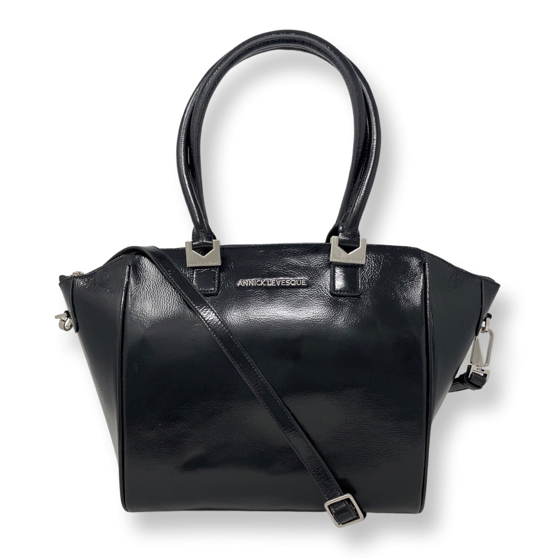 Sac à Main en Cuir Verni Noir Souple | Mona Moyen
