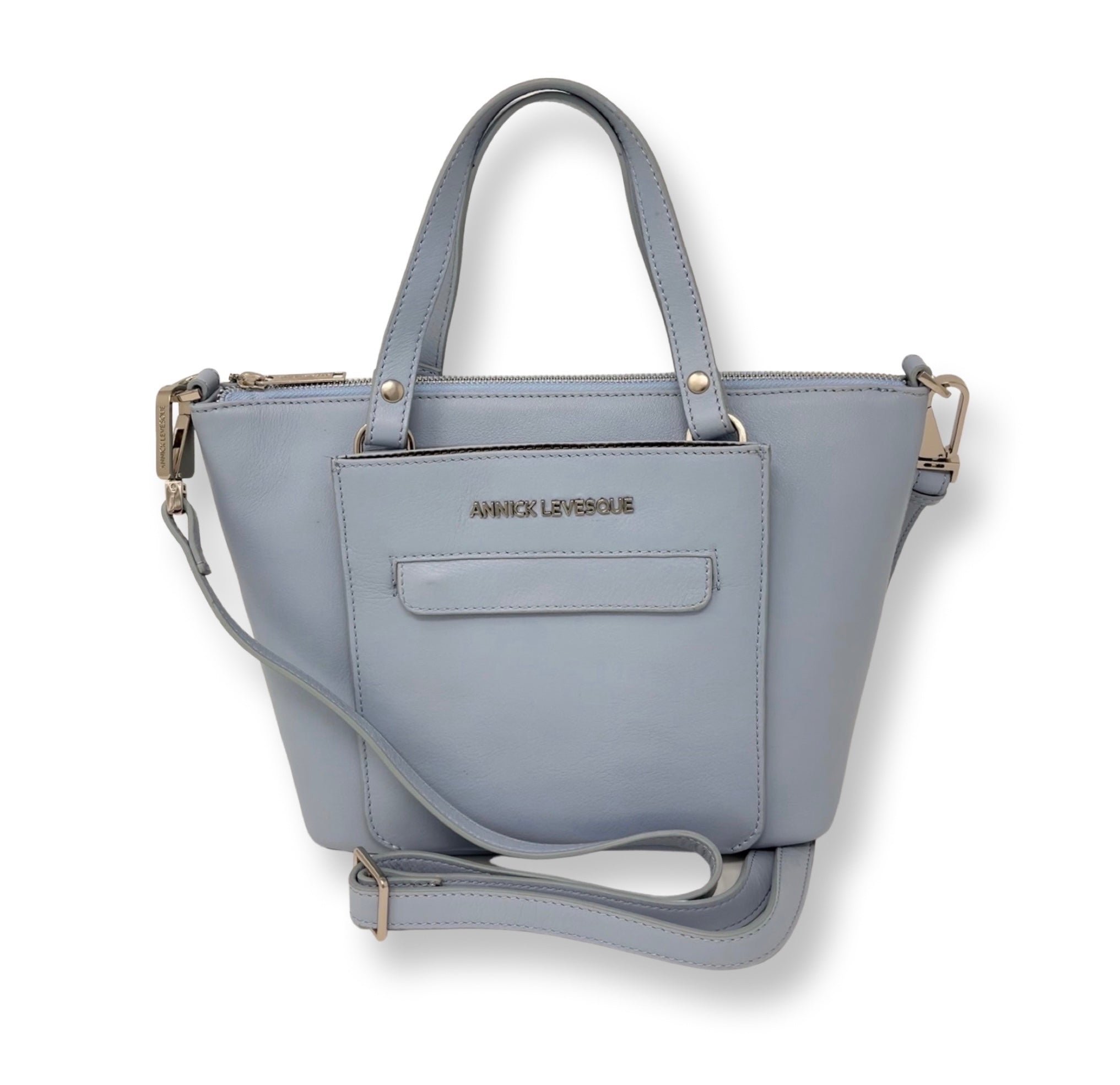 Sac à Main en Cuir Bleu Poudre, 2-en-1 | Lina
