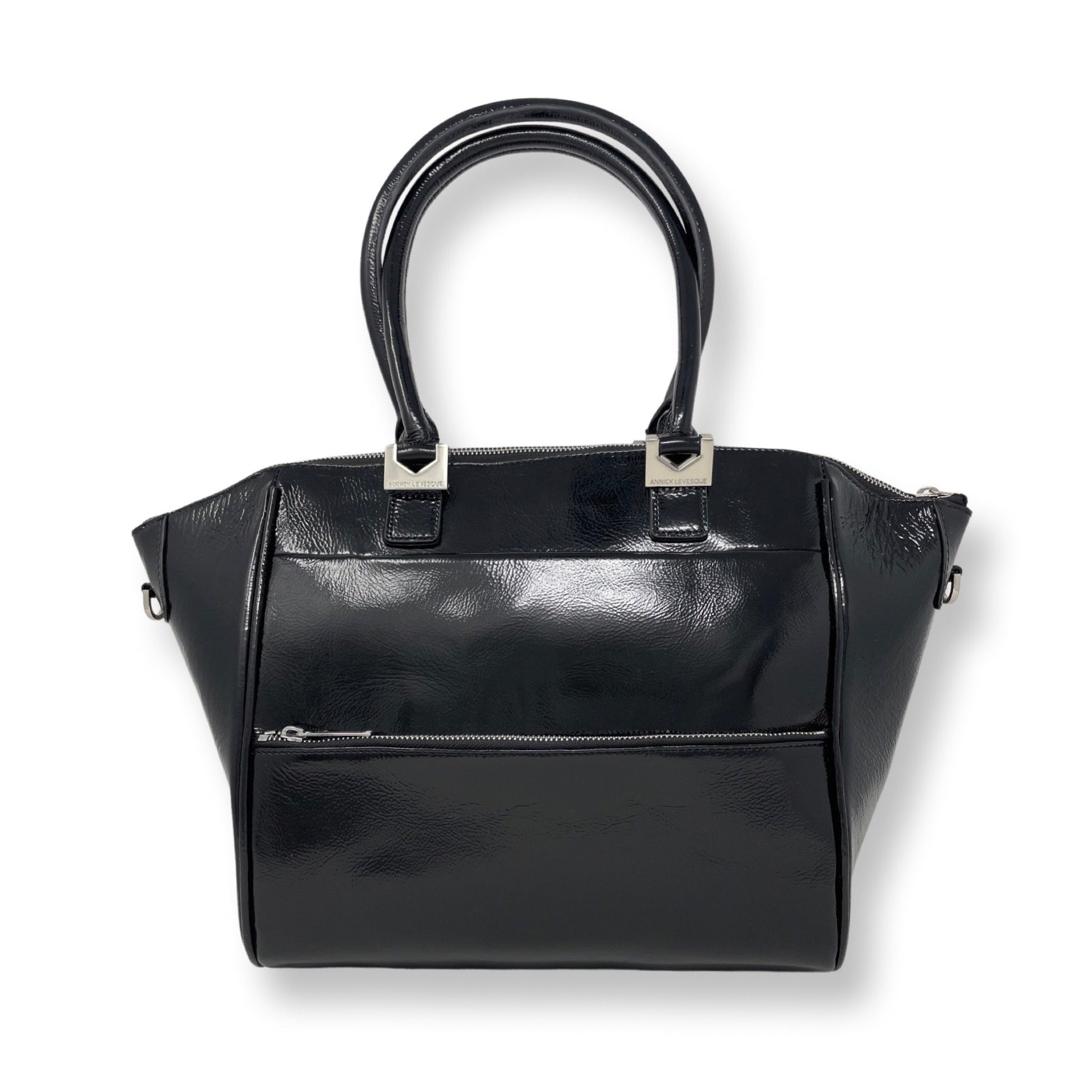 Sac à Main en Cuir Verni Noir Souple | Mona Moyen