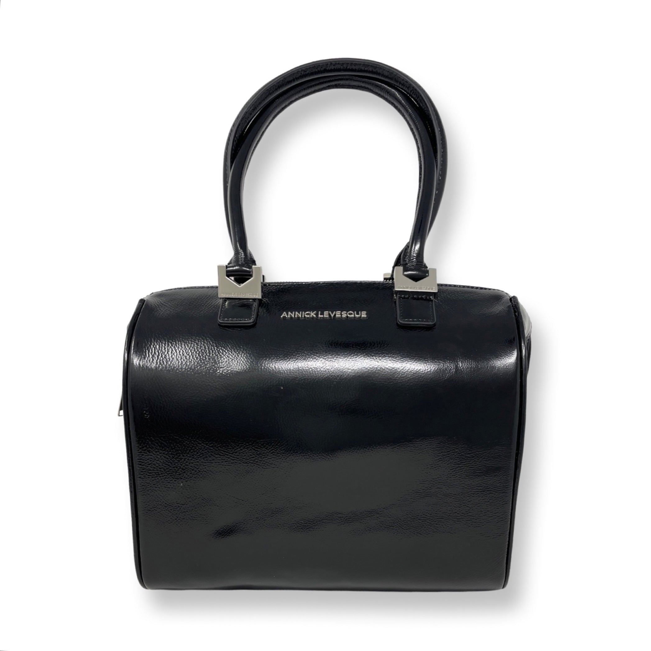 Sac à Main en Cuir Verni Noir Souple | Mona Moyen
