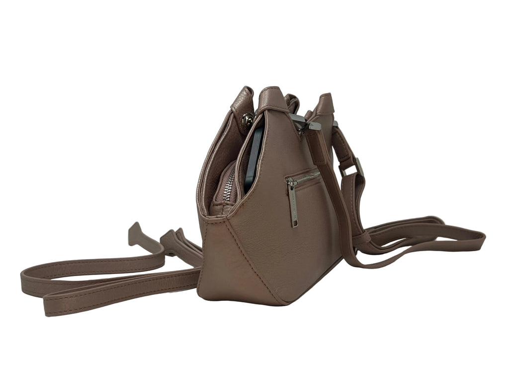 Sac à main en cuir rose platine | Claudia
