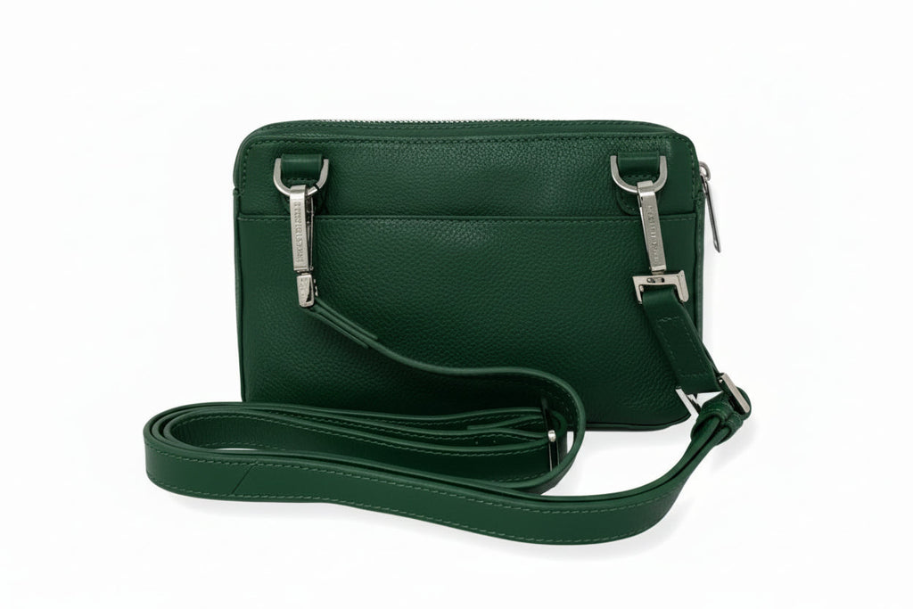 Petit sac bandoulière en Cuir Véritable Dark Green, Annie