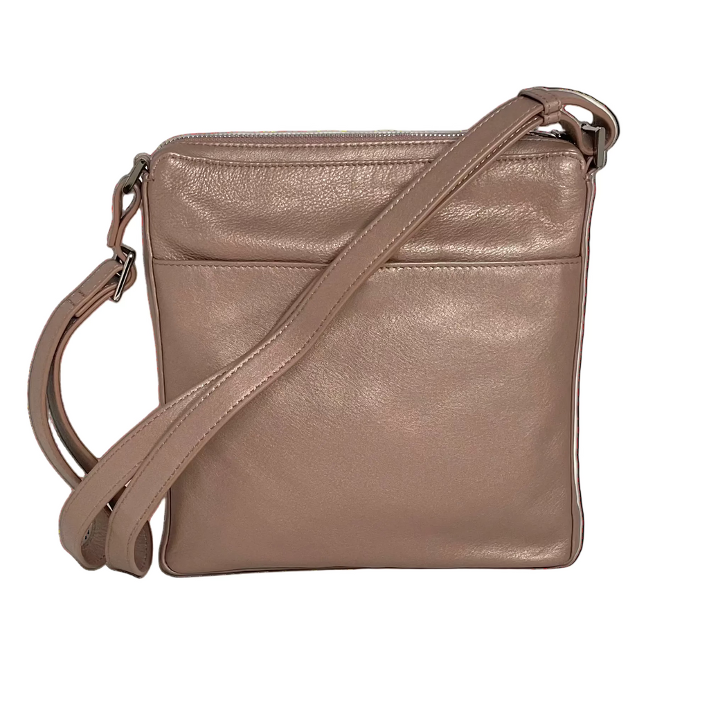 Sac à Bandoulière en cuir Rose Platine | Gisèle