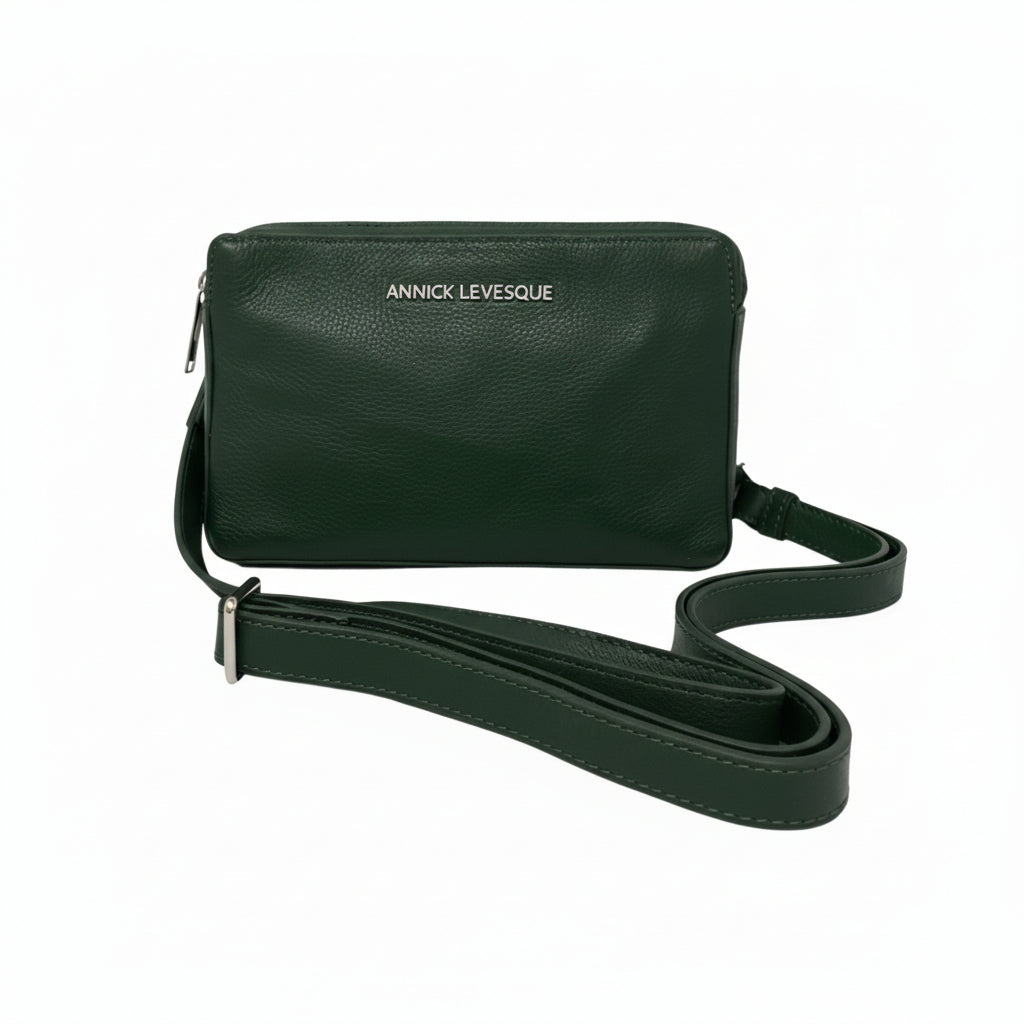 Petit sac bandoulière en cuir vert - Annie