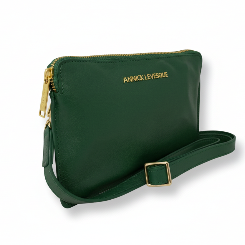 Petit Sac bandoulière en Cuir Véritable Vert - Anita