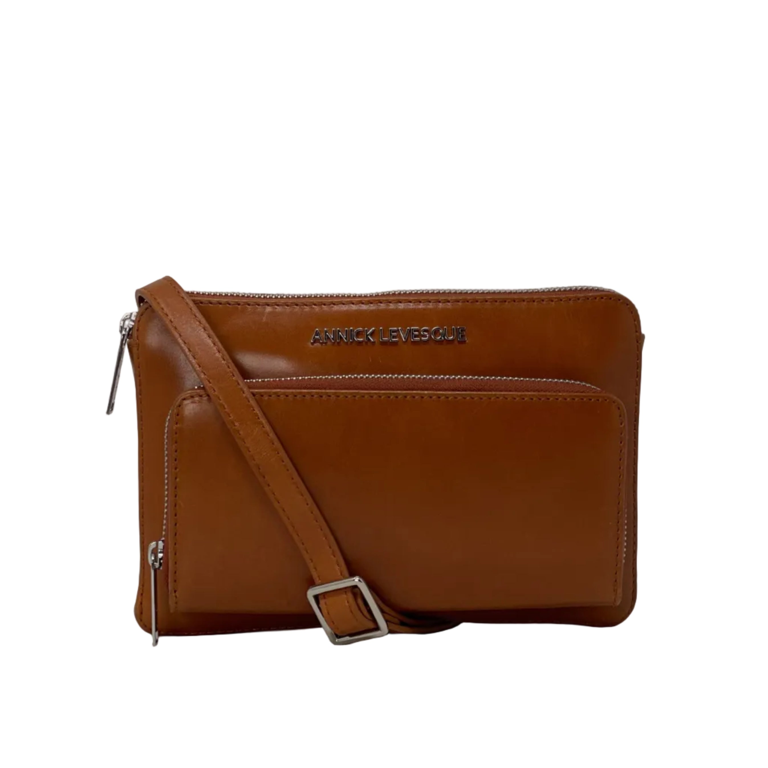 Petit Sac Bandoulière Portefeuille Cuir Cognac, Carmen