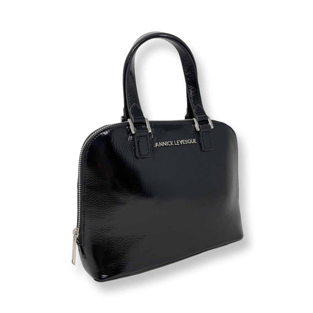 Sac à Main en Cuir Vernis Noir | Justine