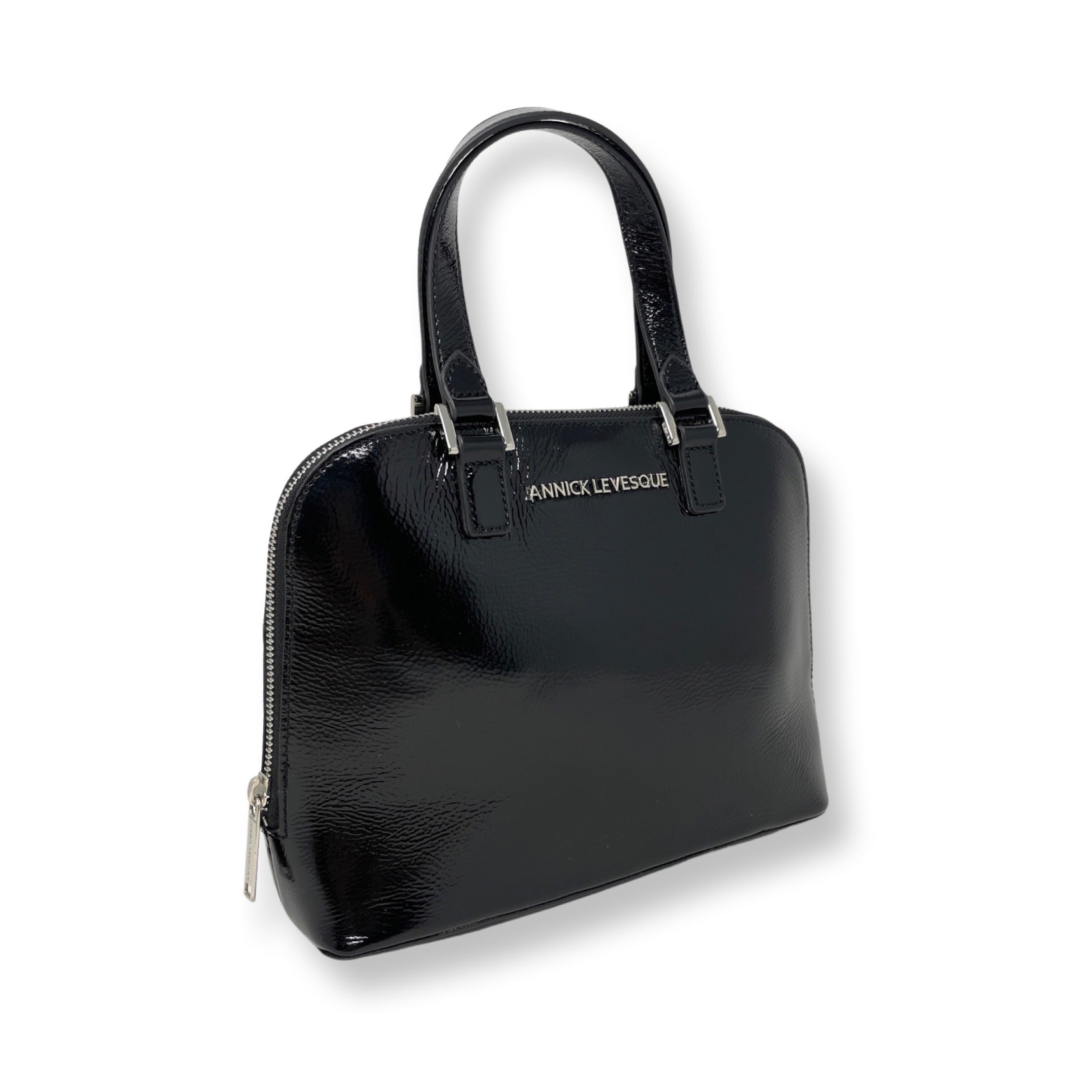Sac à Main en Cuir Vernis Noir | Justine