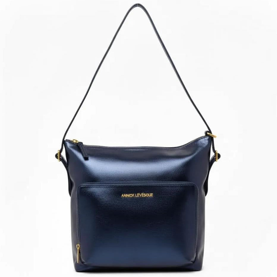 Sac à main en Cuir Transformable Bleu Marine, Alexandra