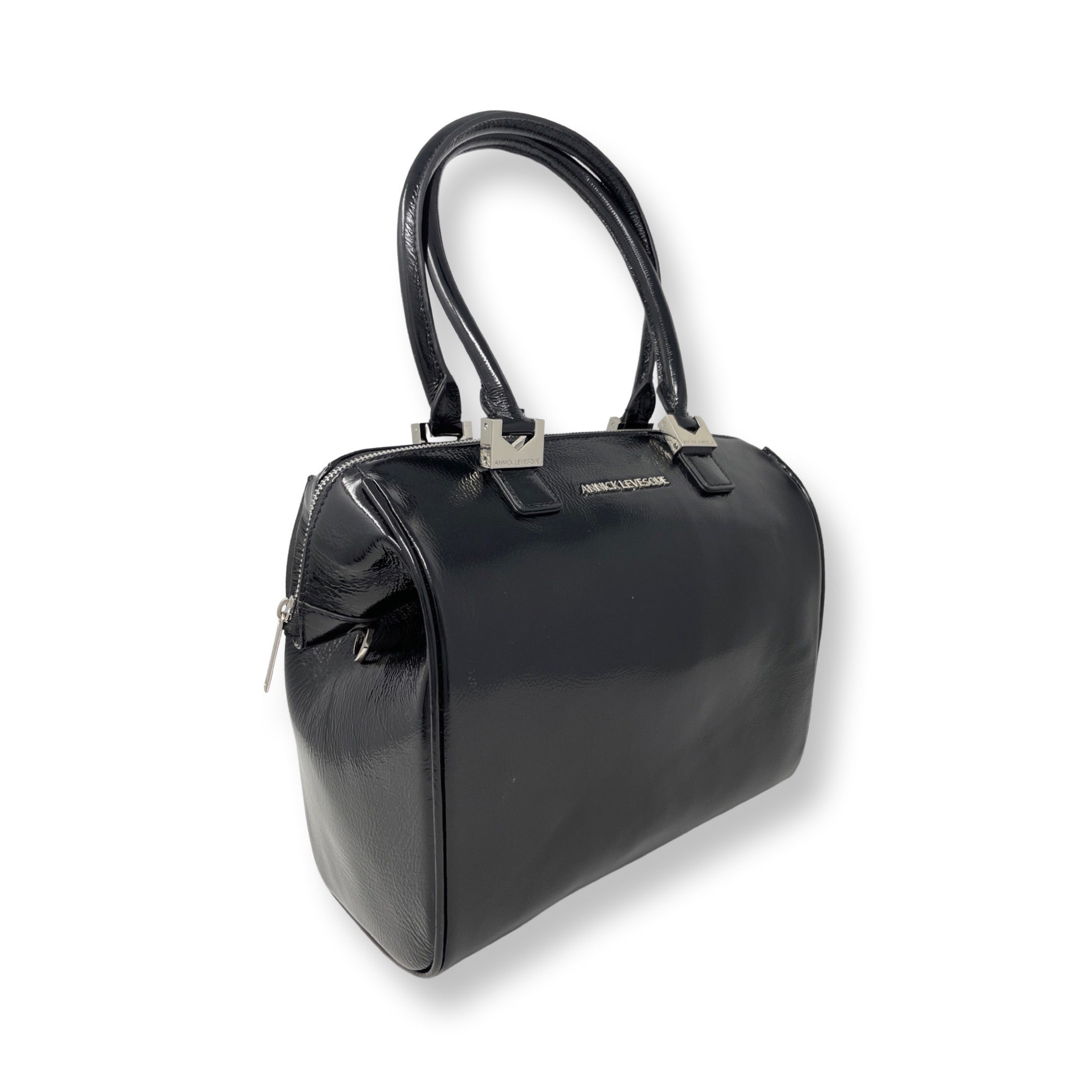Sac à Main en Cuir Verni Noir Souple | Mona Moyen