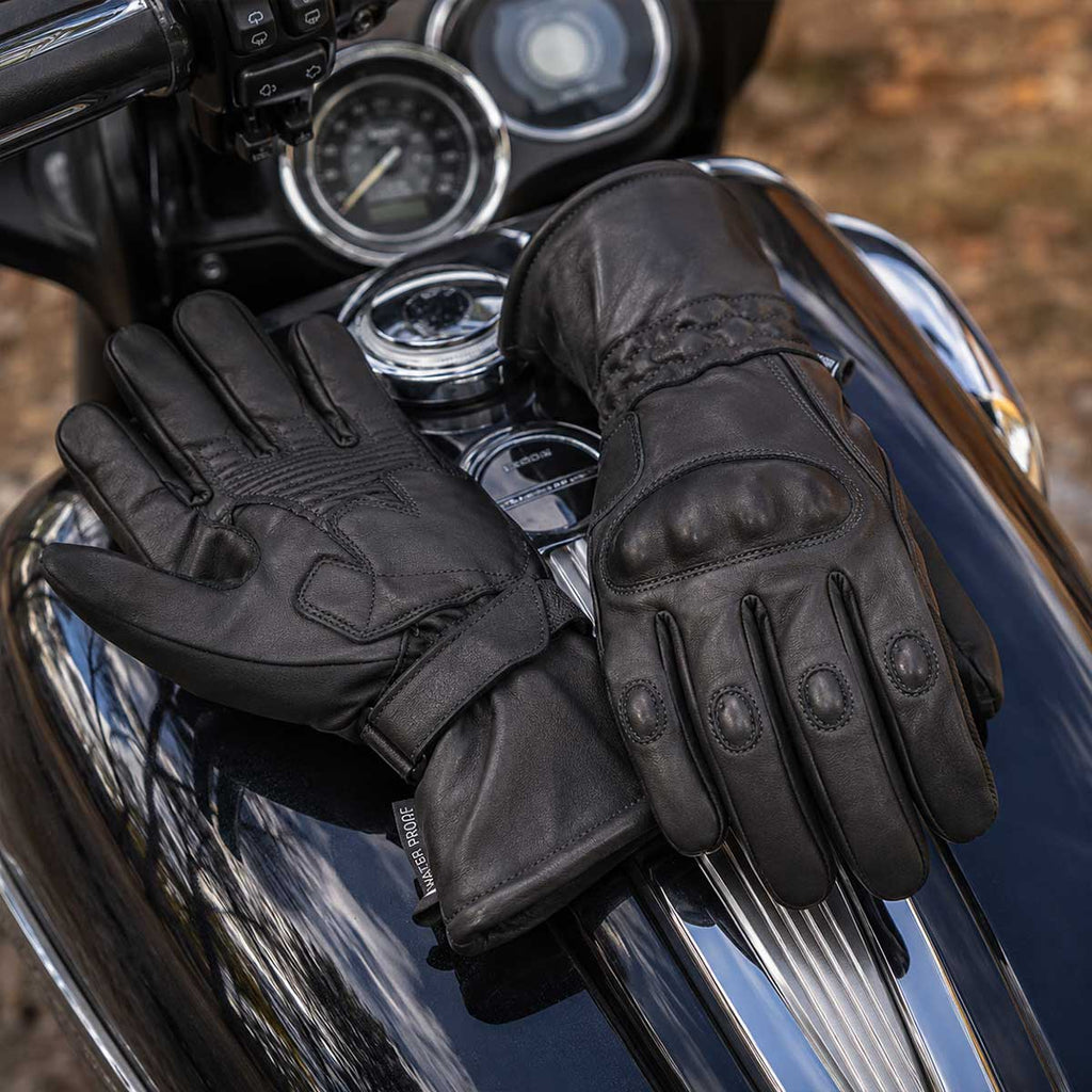 Open Road Men's Armored Gauntlet Leather Motorcycle Gloves