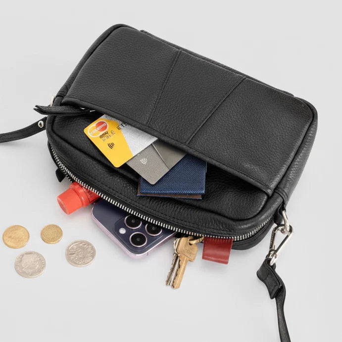 Greenwood Leather Mini Crossbody Bag. Premium Full-Grain Pebbled Leather Handbag